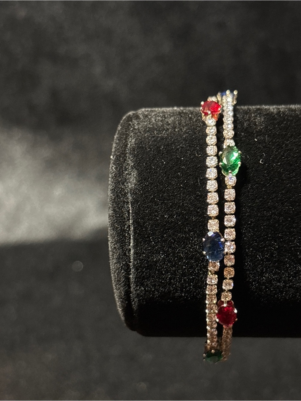 4.2mm Silver Tone Double Tennis CZ Bracelet 8 in. - Picture 9 of 14